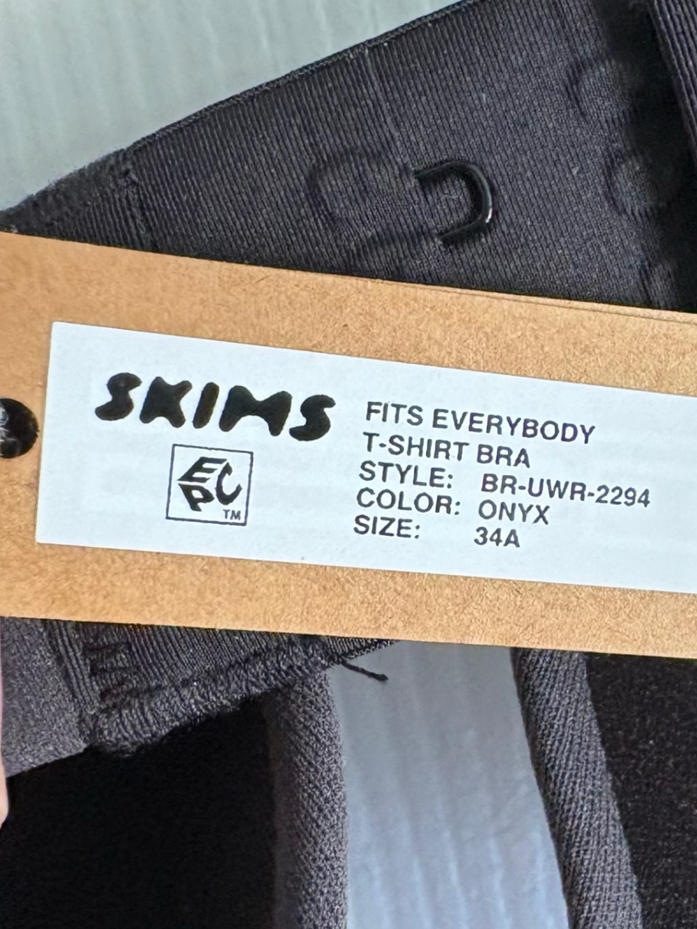 NEW SKIMS Fits Everybody T-shirt Bra‎ Black Onyx Underwire Lightly Lined - Picture 10 of 10
